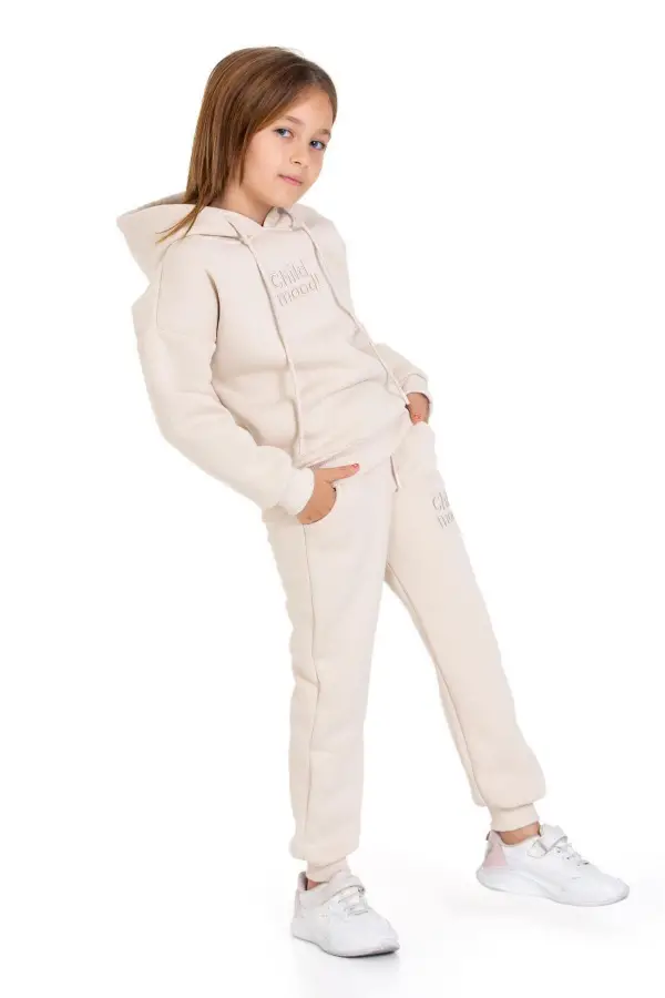 Üç İplik Şardonlu Cep ve Kapüşonlu Eşofman Takımı