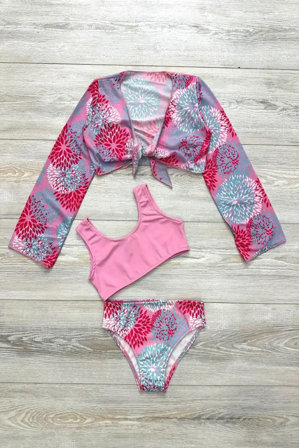 Yeni Sezon Kız Çocuk Bolerolu Bikini 3'lü Takım