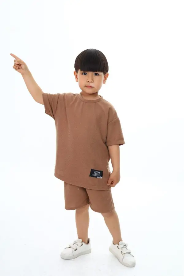 Bisiklet Yaka Şortlu Erkek Çocuk Şortlu Takım