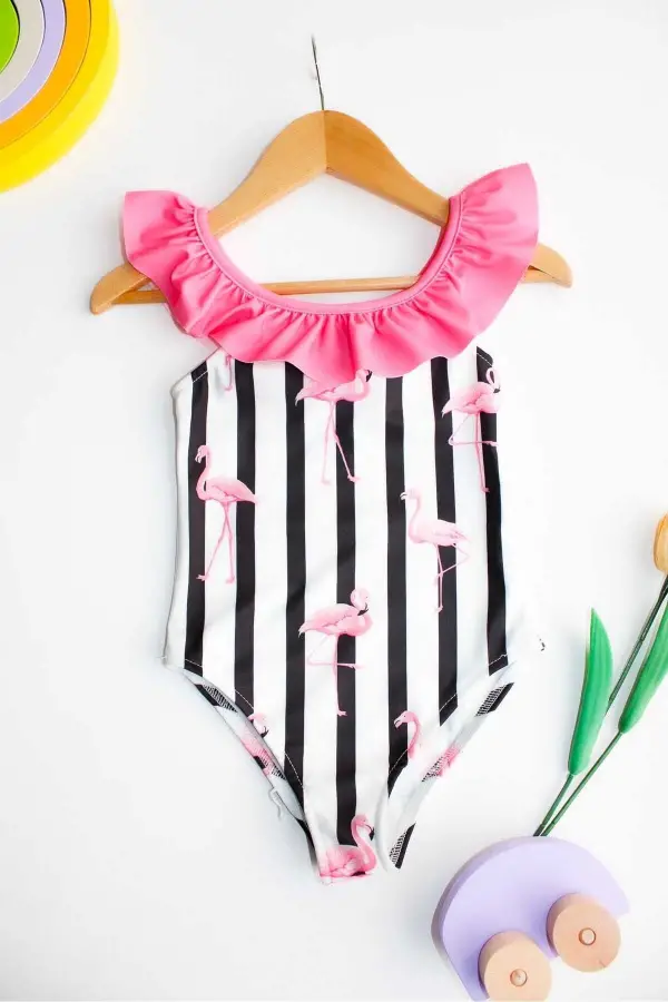 Çapraz Fırfır Askılı Kız Çocuk Mayo