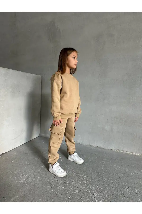 3 İp Şardonlu Kargo Cepli Oversize Takım