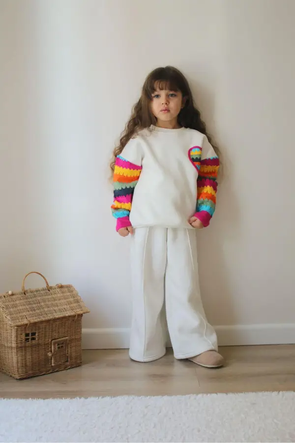 Kız Çocuk Yeni Sezon Dantelli Baskılı Alt Üst Takım