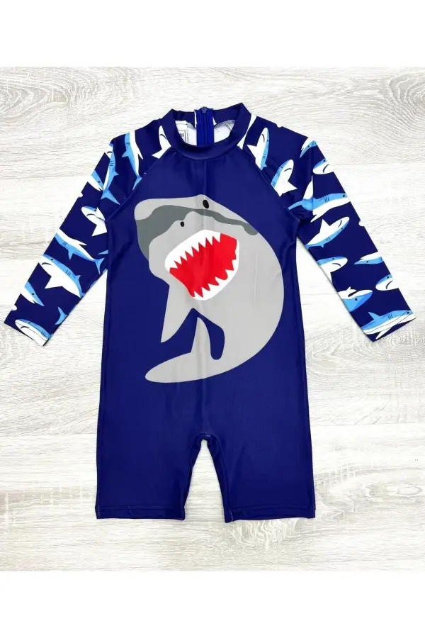 Uzun Kollu Fermuarlı Erkek Çocuk Mayo