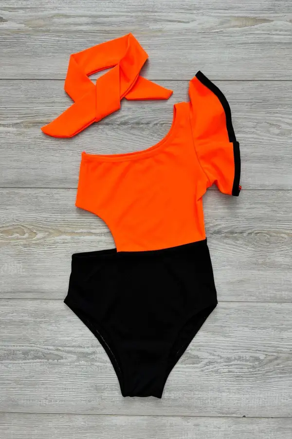 Dekolite Modelli Kız Çocuk Mayosu