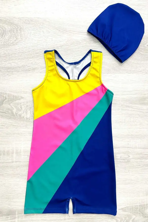 Yüzücü Şortlu Kız Çocuk Mayo ( Boneli )