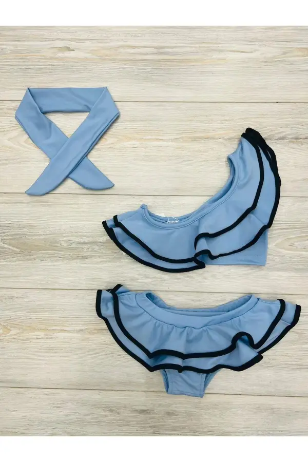 Kız Çocuk Fırfırlı Ikili Bikini Takım