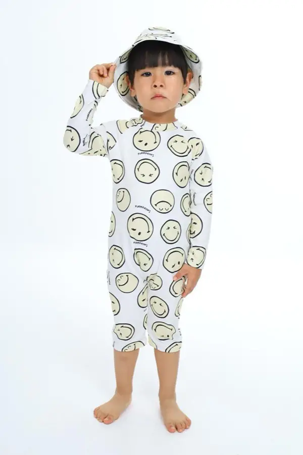 Baskılı Şapka Detaylı Çocuk Mayosu