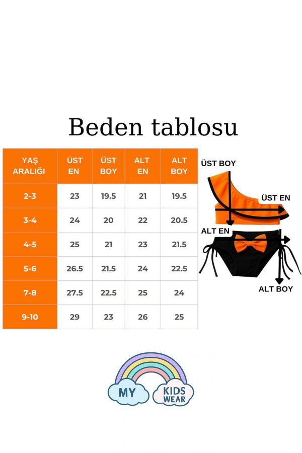 Yarım Kol Fiyonklu Arkadan Bağlamalı Çocuk Bikini Takım