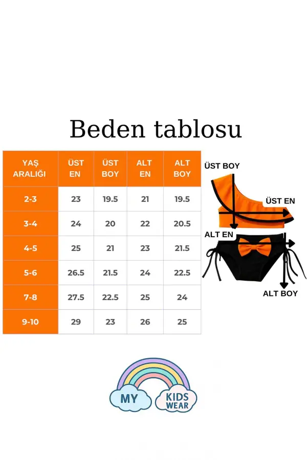 Yarım Kol Fiyonklu Arkadan Bağlamalı Çocuk Bikini Takım