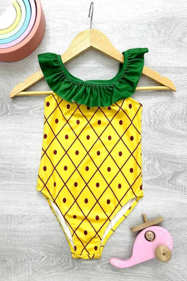 Çapraz Fırfır Askılı Kız Çocuk Mayo