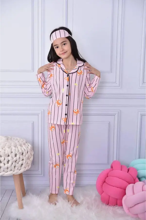 Kız Çocuk Göz Bantlı Pijama Takımı