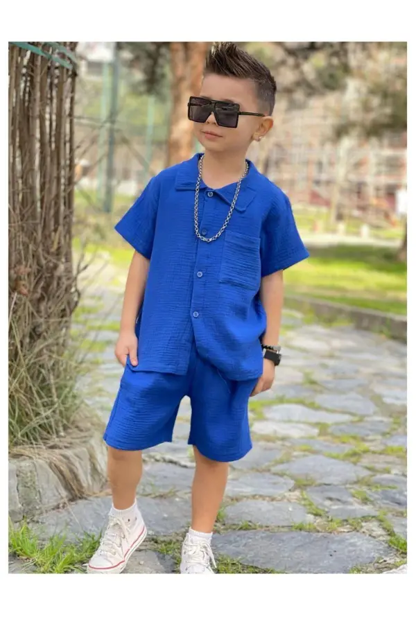 Cep Detaylı Erkek Çocuk Şortlu Takım