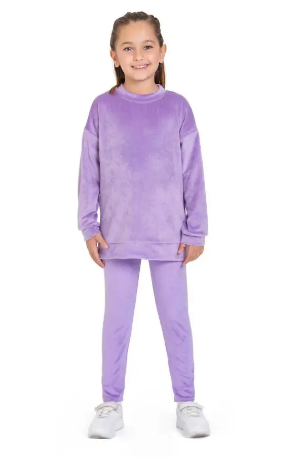 Kadife Basic Düz Renk Çocuk Takım