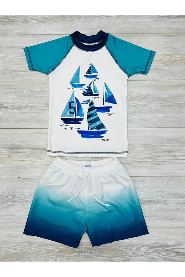 Deniz Şortu Ve Tshirtlü Ikili Takım Çocuk Plaj