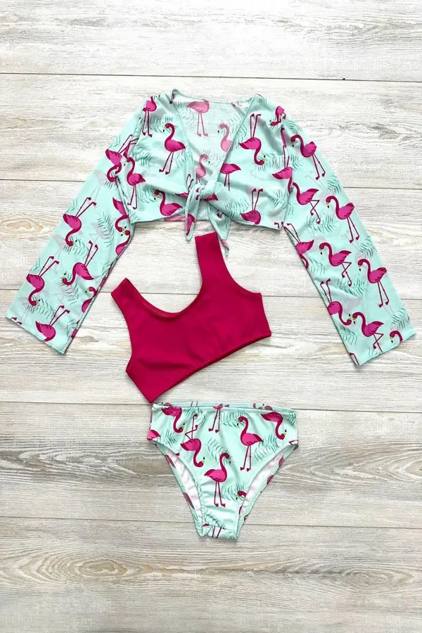 Yeni Sezon Kız Çocuk Bolerolu Bikini 3'lü Takım