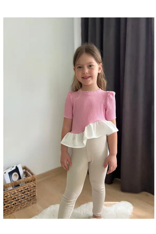 Fırfır Detaylı Kız Çocuk Takım