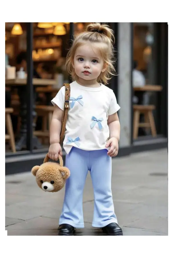 Kız Çocuk Fiyonk Detaylı Alt Üst Takım