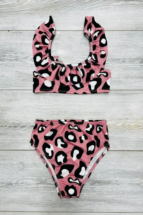 Fırfırlı Baskılı Kız Çocuk Mayosu