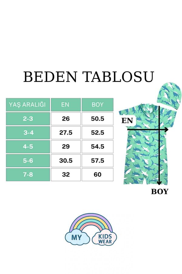 Boneli ,Pervaz Fermuarlı ,Güneş Korumalı Erkek Çocuk Tulum Mayo