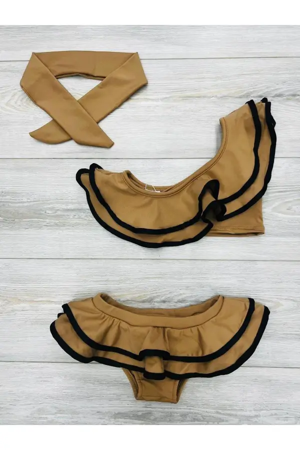 Kız Çocuk Fırfırlı Ikili Bikini Takım