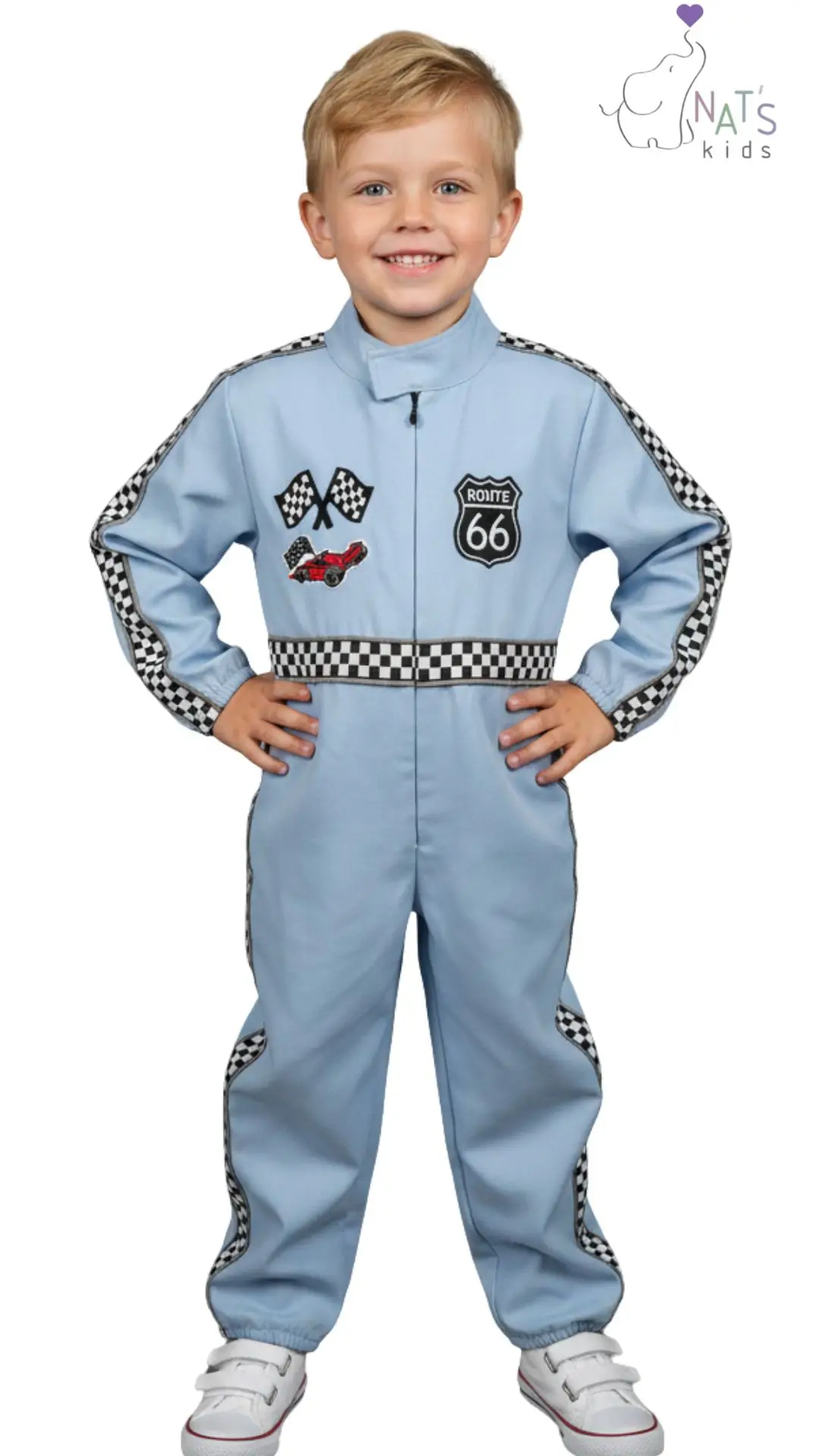 Işıklı Bebek Mavisi Çocuk Kırmızı F1 Yarışçı Kostümü