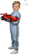 Işıklı Bebek Mavisi Çocuk Kırmızı F1 Yarışçı Kostümü