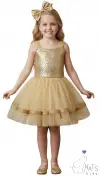 Gold Özel Gün Kız Çocuk Elbise 