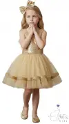 Gold Özel Gün Kız Çocuk Elbise 