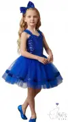 Saks Mavi Özel Gün Kız Çocuk Elbise 