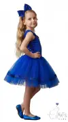 Saks Mavi Özel Gün Kız Çocuk Elbise 