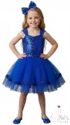 Saks Mavi Özel Gün Kız Çocuk Elbise 