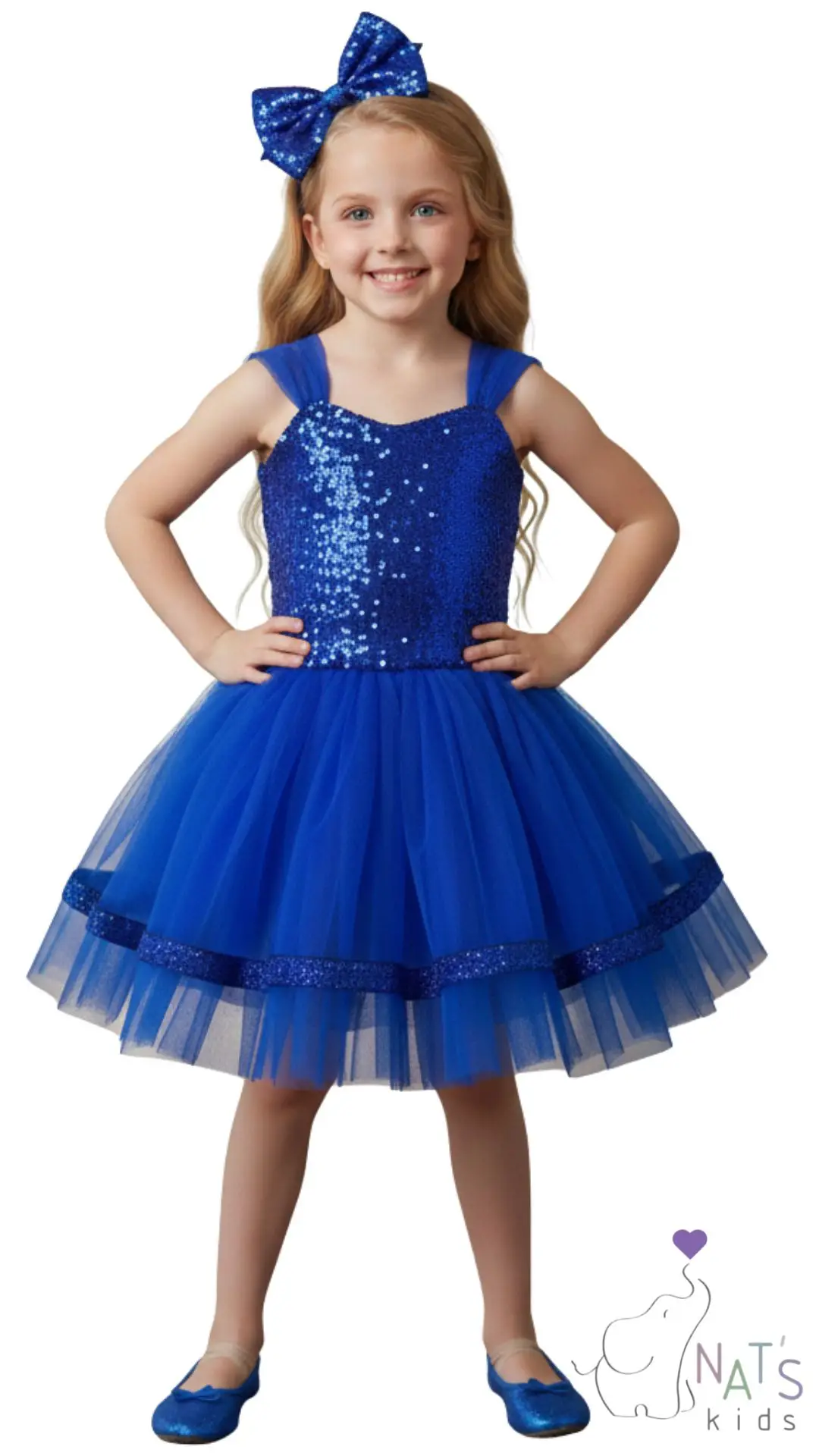 Saks Mavi Özel Gün Kız Çocuk Elbise 