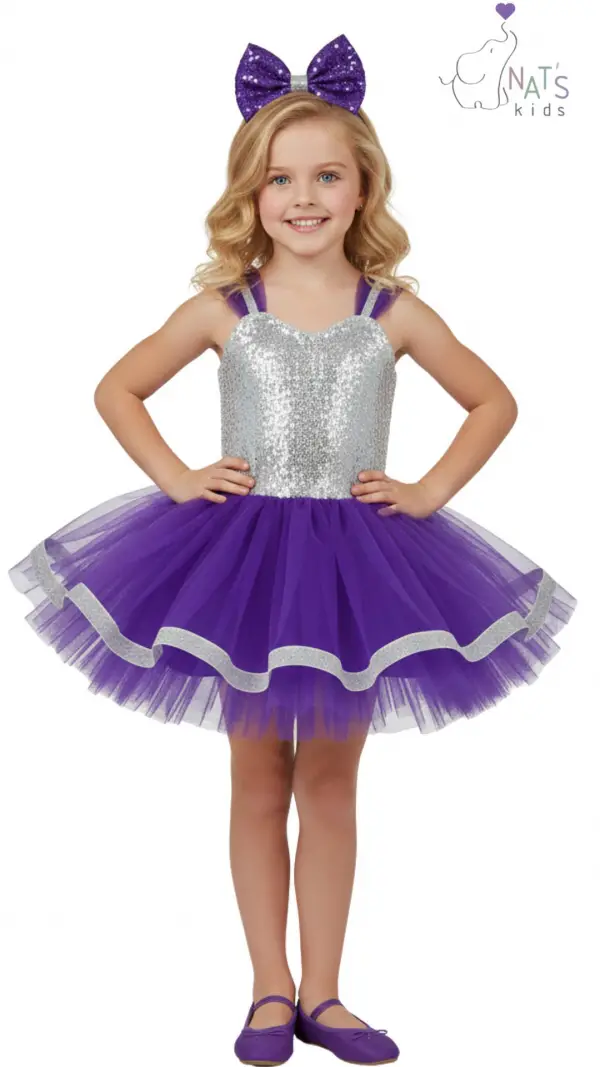 Mor Özel Gün Kız Çocuk Elbise 