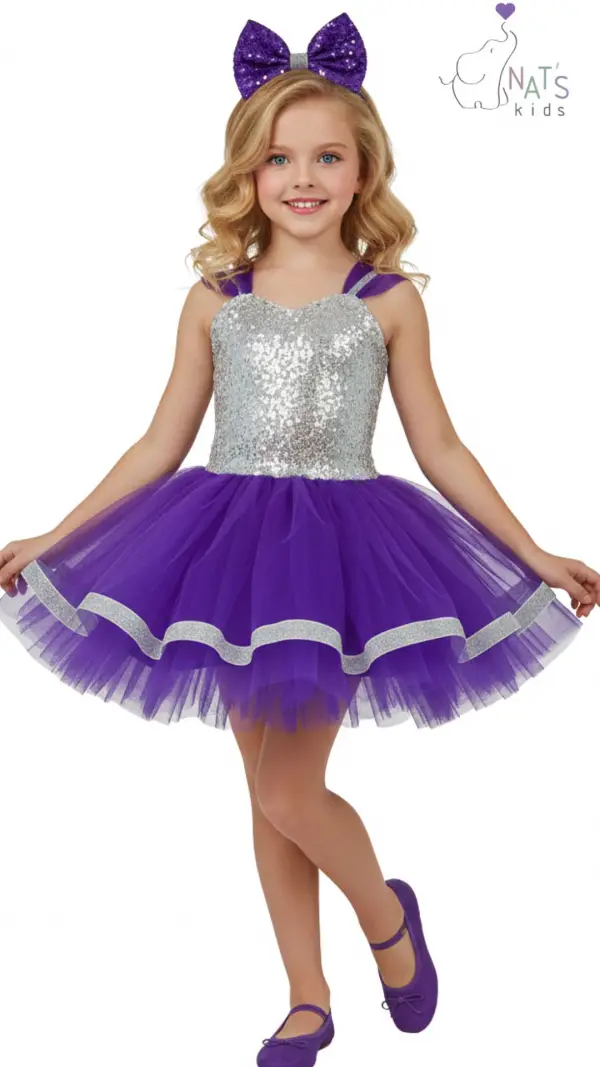 Mor Özel Gün Kız Çocuk Elbise 