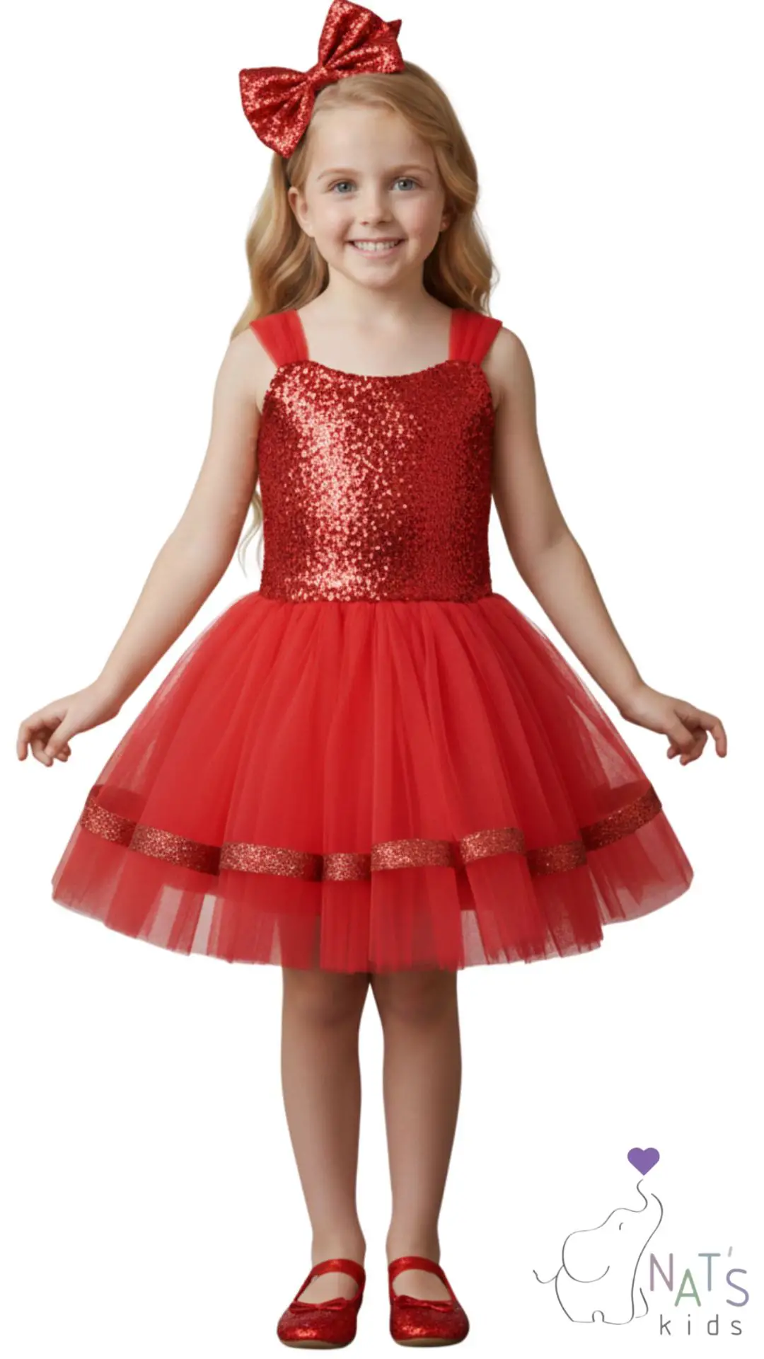 Kırmızı Özel Gün Kız Çocuk Elbise 